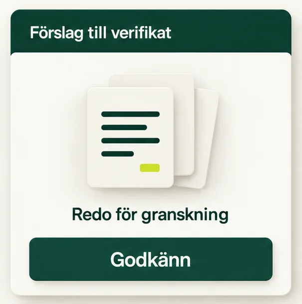 Förslag till verifikat, redo för granskning